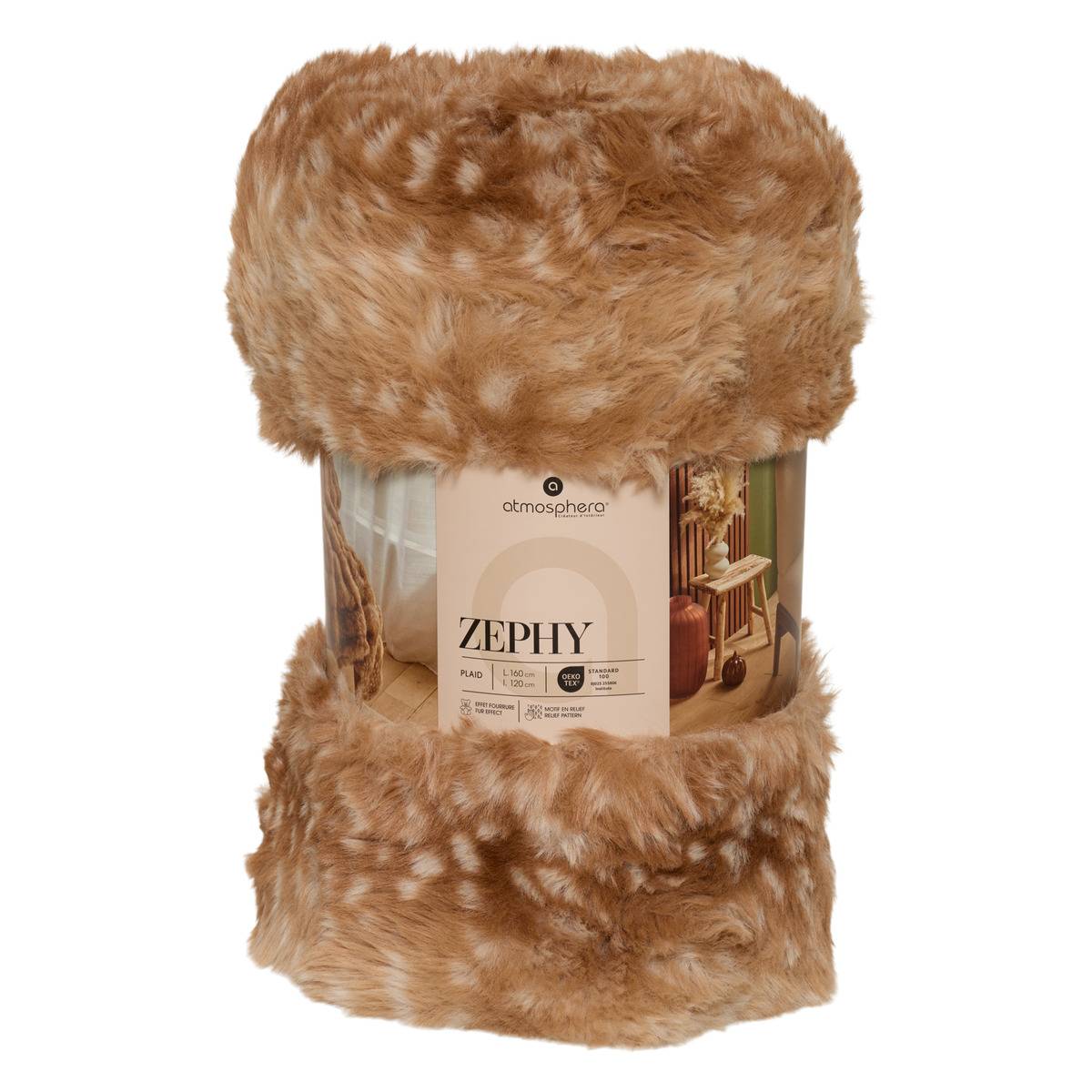 Plaid ZEPHY marron caramel, ATMOSPHERA