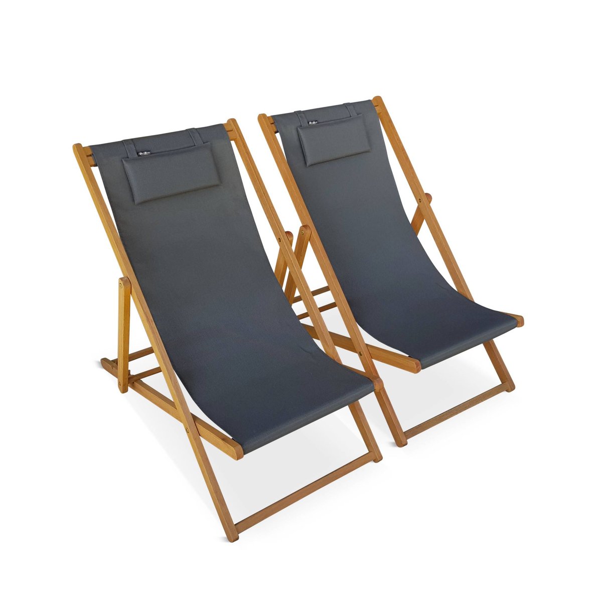 Chilienne bois d'eucalyptus pliante multi positions (lot de 2) CREUS anthracite, SWEEEK