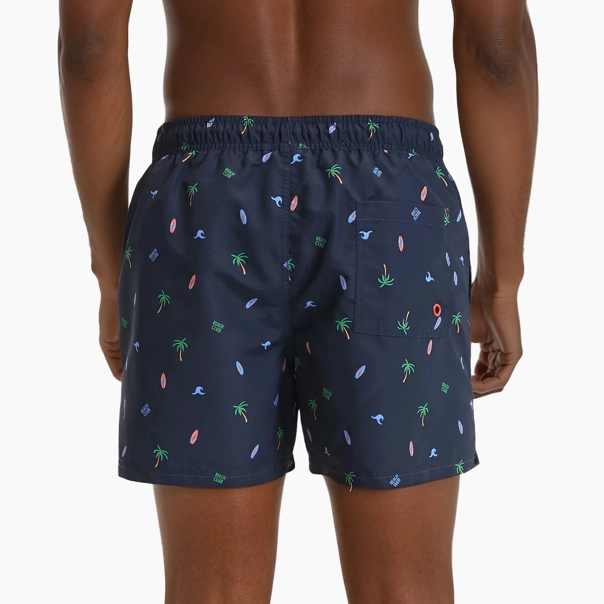 Pantaloncini da bagno con stampa con palme e tavole da surf blu navy fantasia, LA REDOUTE COLLECTIONS