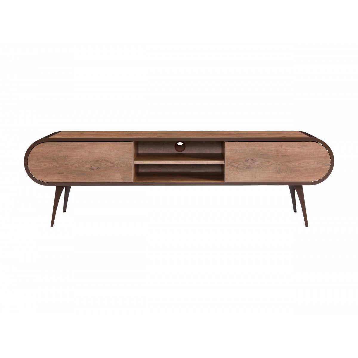 Meuble TV 180 cm mélaminé, BILLIE marron clair, BOBOCHIC
