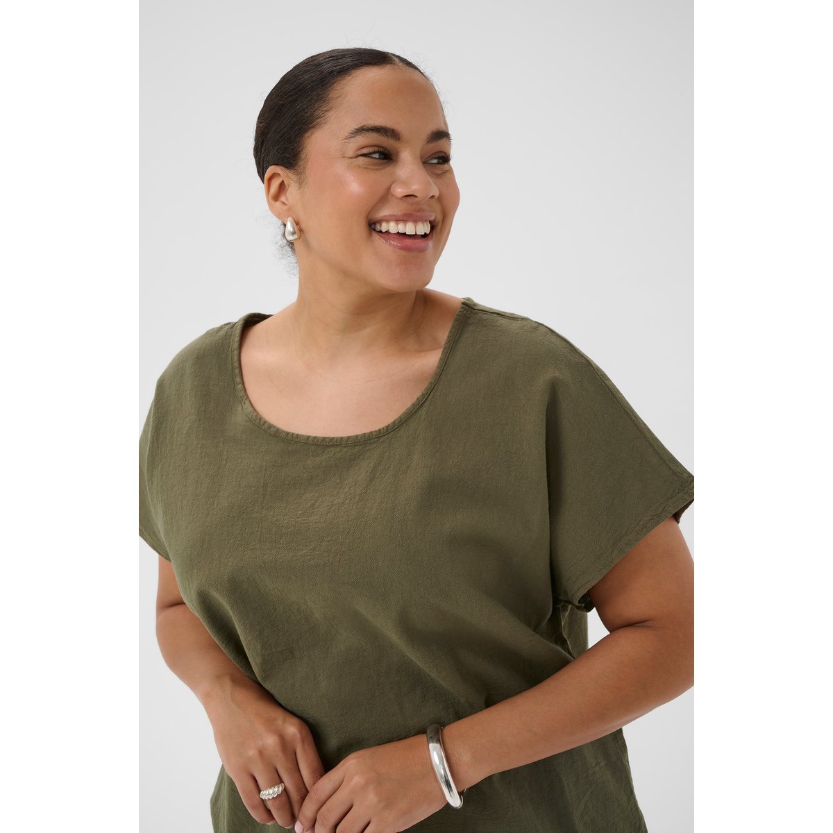 Blouse à manches courtes vert grape leaf, KAFFE CURVE
