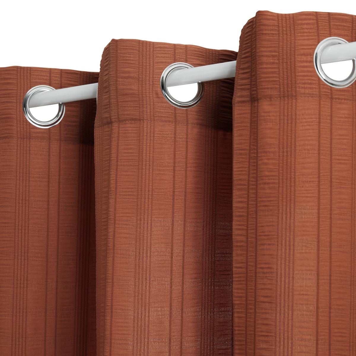 Voilage motif rayures plissées NOA terracotta, ATMOSPHERA