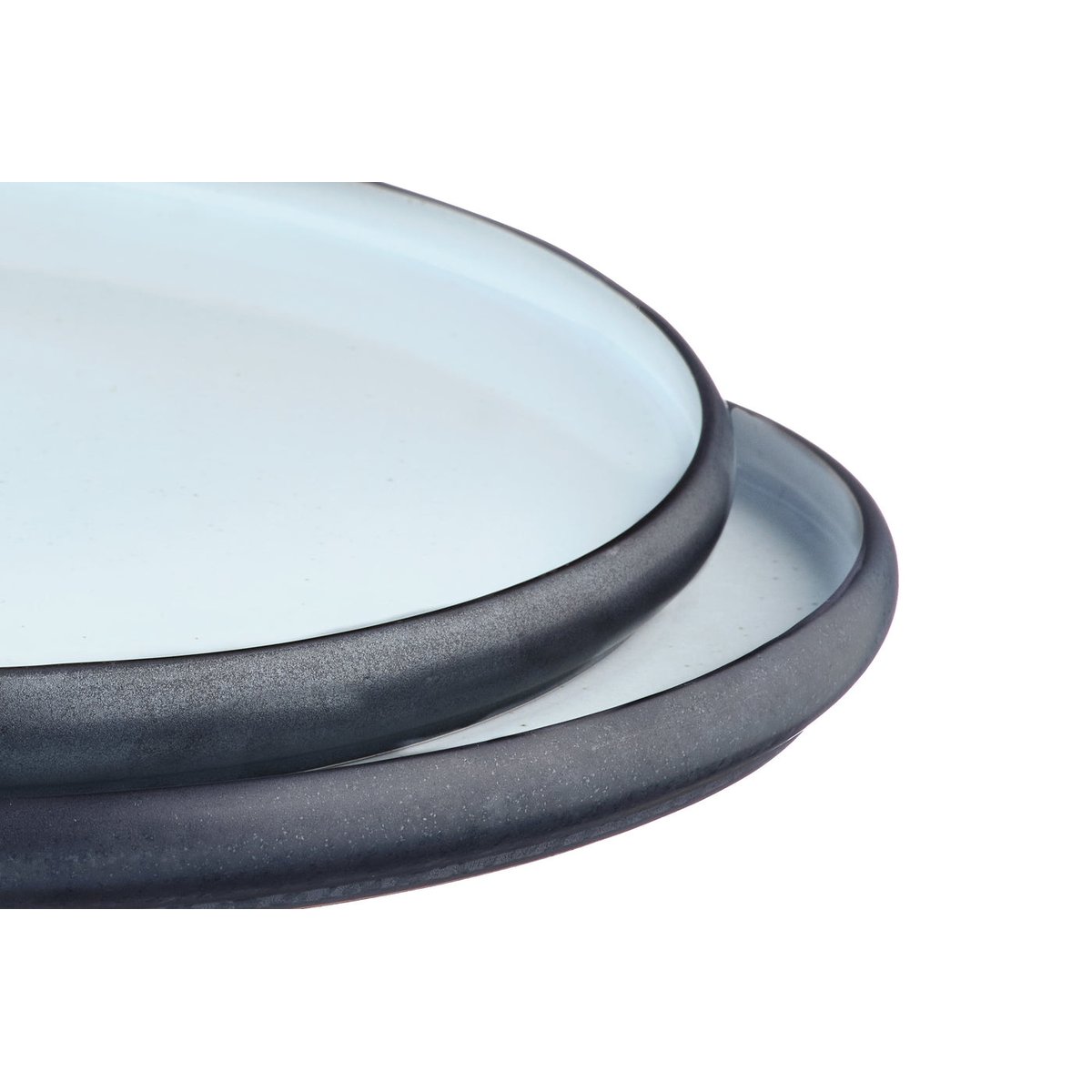 Lot de 2 plateaux & plats à four en grès, GOURMET blanc granité et noir onyx, BJORN