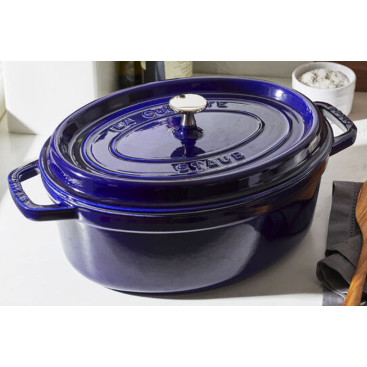 Cocotte 33 cm, Ovale, Bleu intense, Fonte bleu intense, STAUB