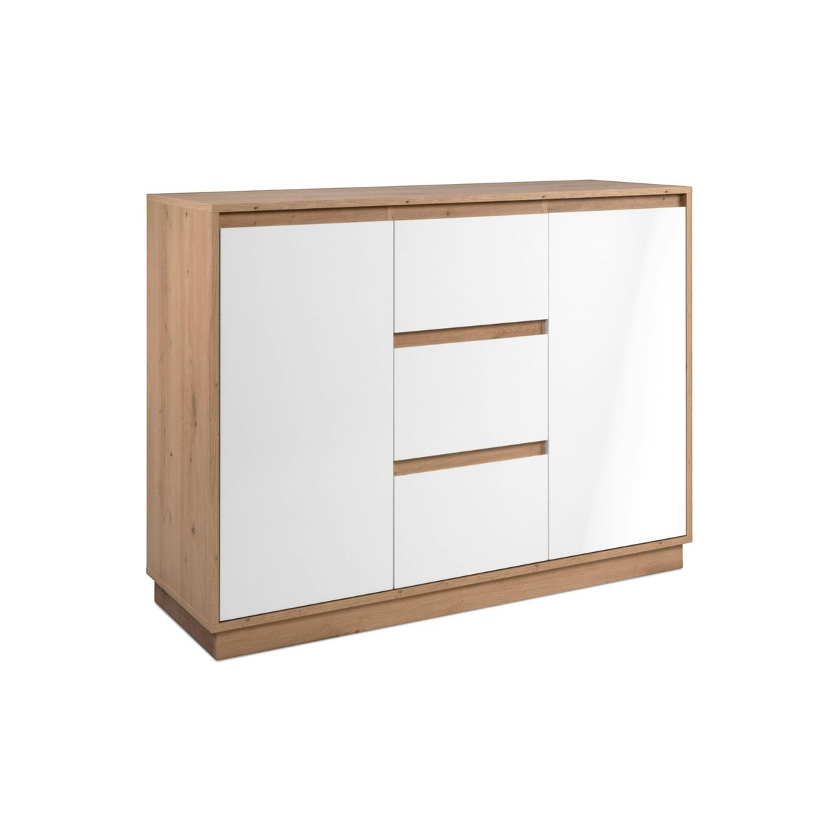 Buffet 2 portes 3 tiroirs décor bois et blanc ALVA blanc, PIER IMPORT