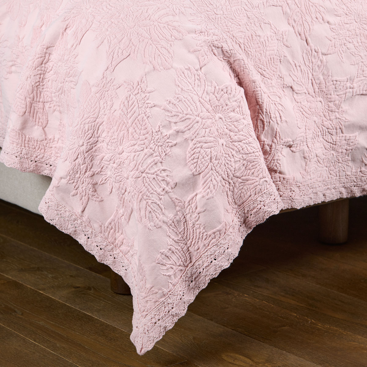 Couvre-lit Adèle – Coton Piqué Jacquard - ADELE rose, TRADITION DES VOSGES