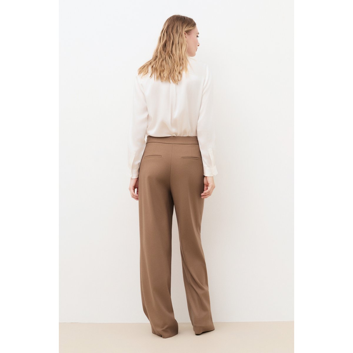 Pantalon large taille haute PCOLOMBUS marron foncé, CAROLL