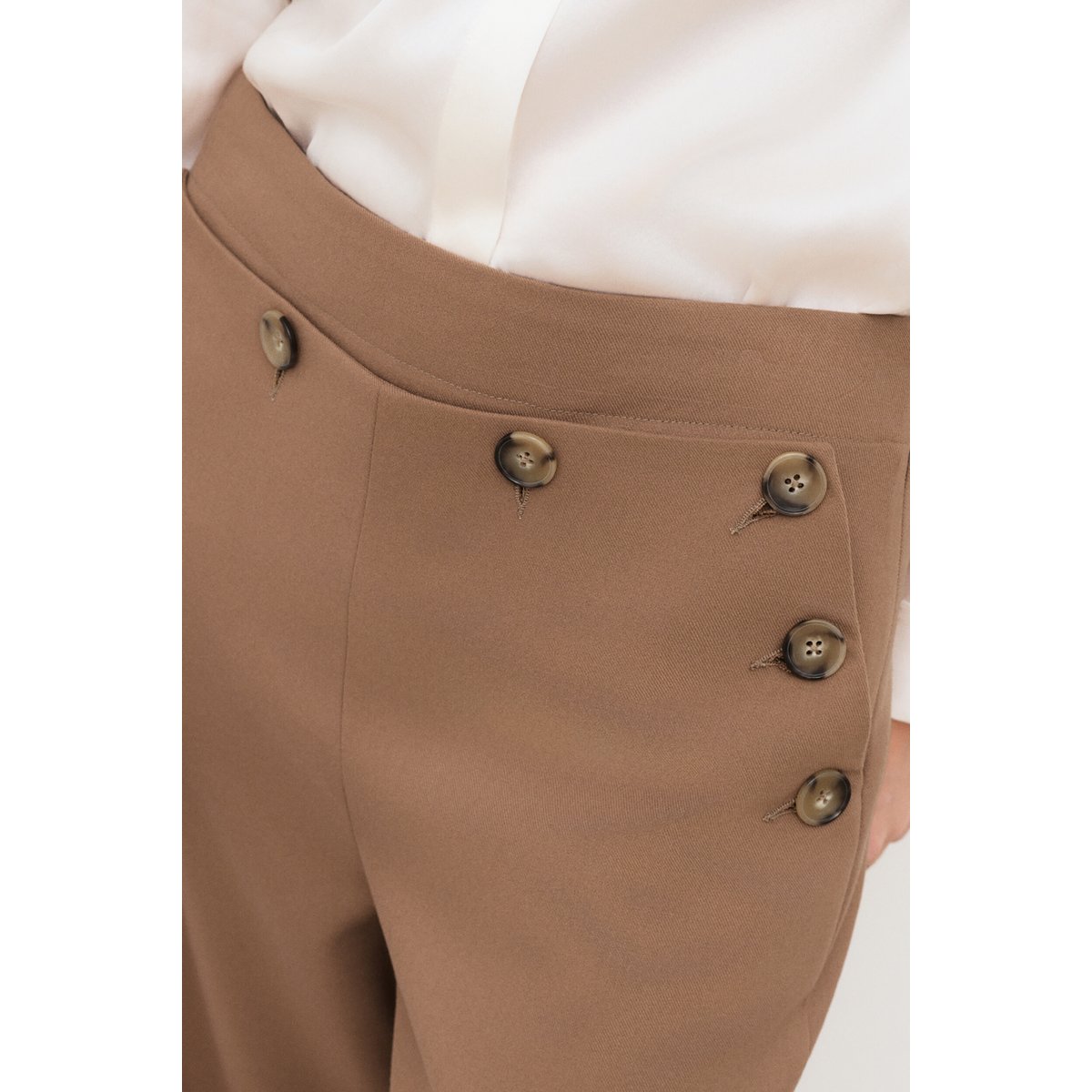 Pantalon large taille haute PCOLOMBUS marron foncé, CAROLL