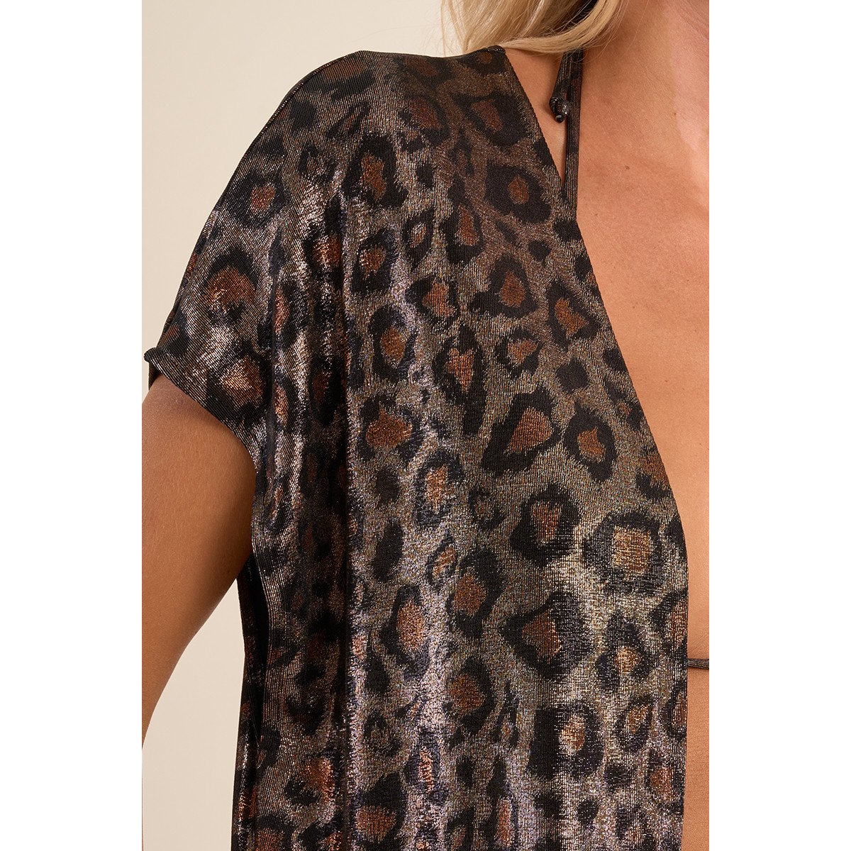 Gilet de plage long, imprimé léopard noir, MOLLY BRACKEN