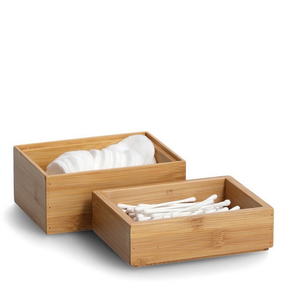 Boîtes rangement bambou set 2 bois clair, ZELLER PRESENT