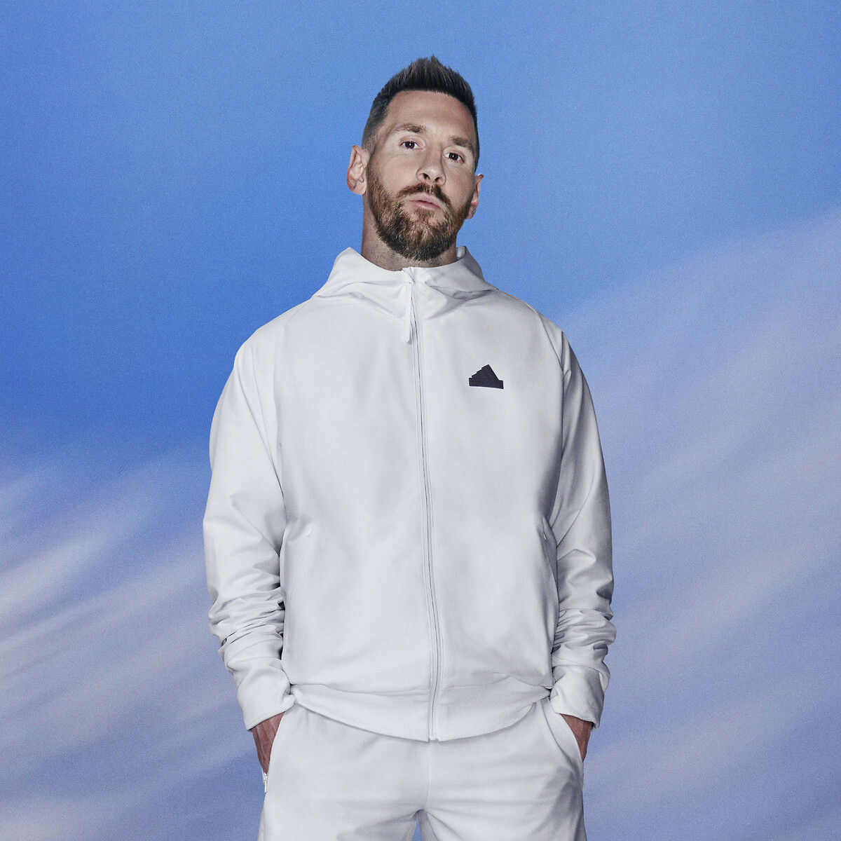 Sweat zippé à capuche ZNE blanc, ADIDAS SPORTSWEAR