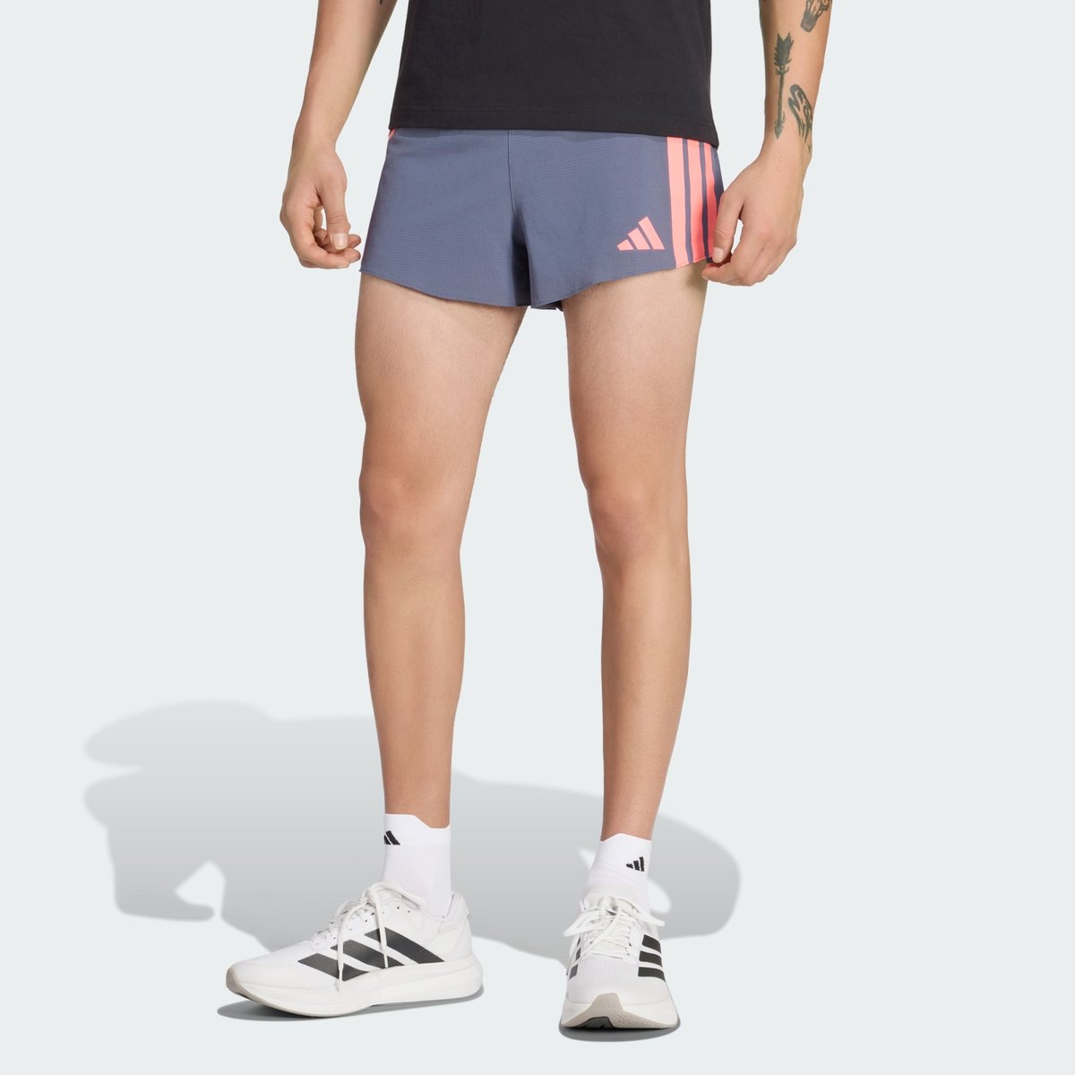 Short de running, slim, ADIZERO gris/rouge, adidas Performance