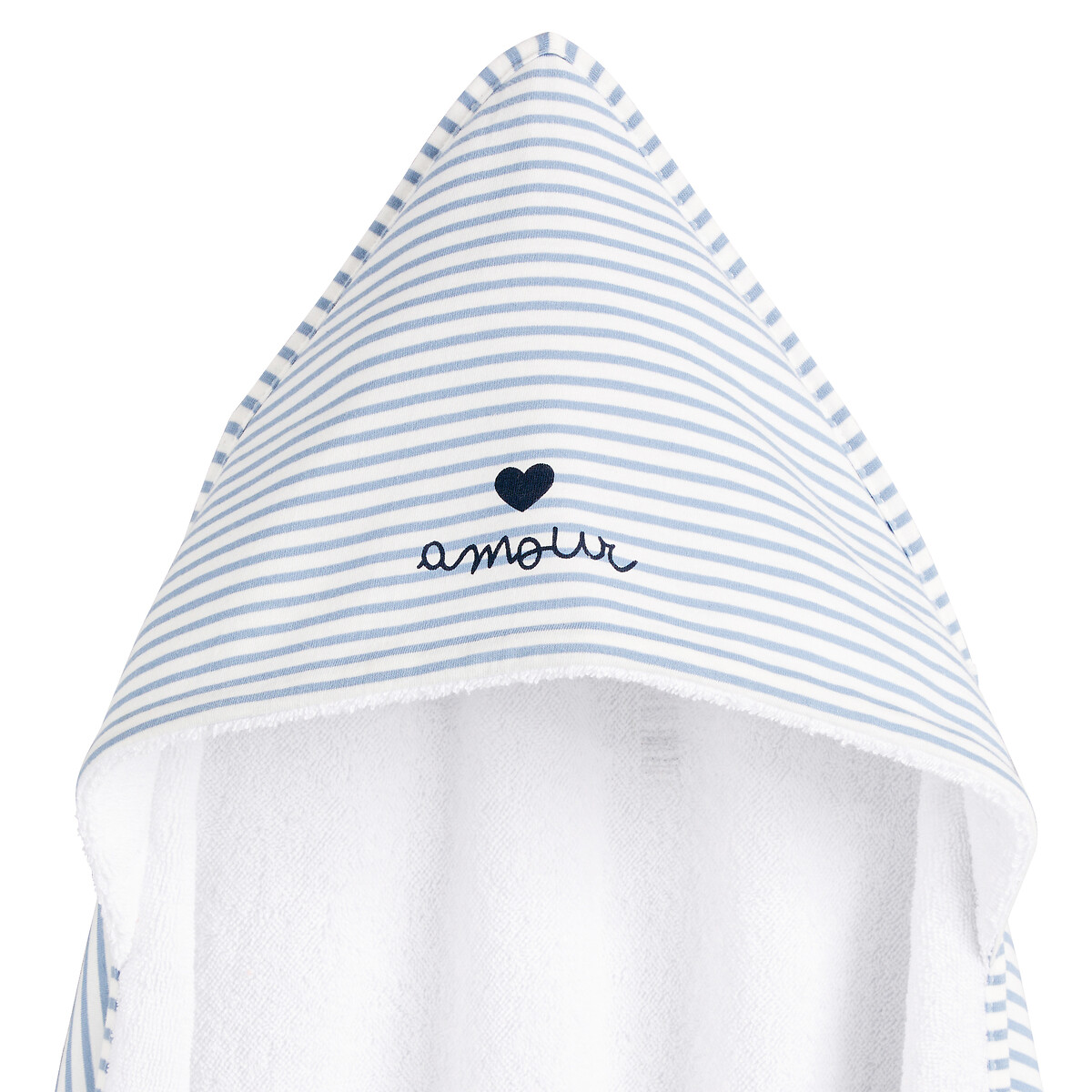 Baby's Bath Cape in Striped Cotton Jersey/Towelling blue/ecru, LA REDOUTE COLLECTIONS