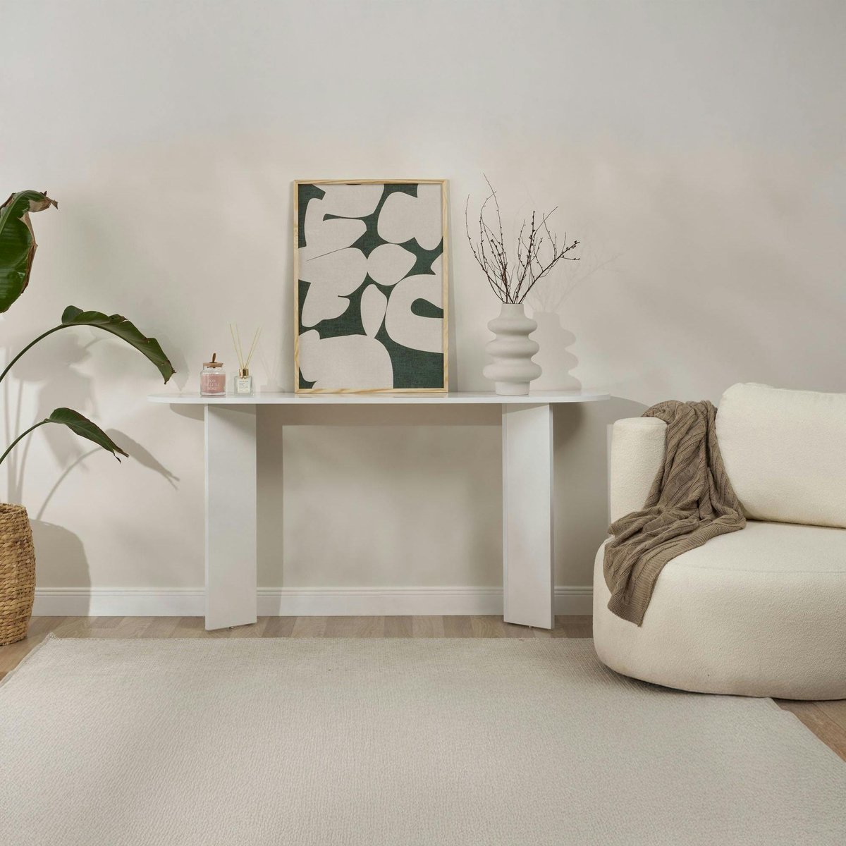 Console design - pieds en V MARFA blanc, PIER IMPORT
