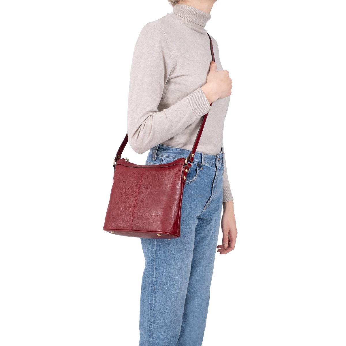 Sac porté travers RÉPUBLIQUE rouge carmin, HEXAGONA