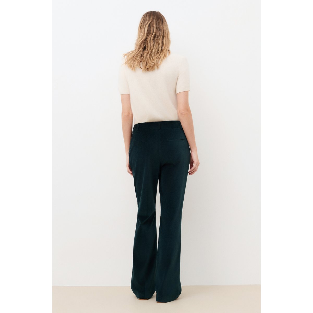 Pantalon droit en velours PMAEL vert canard, CAROLL