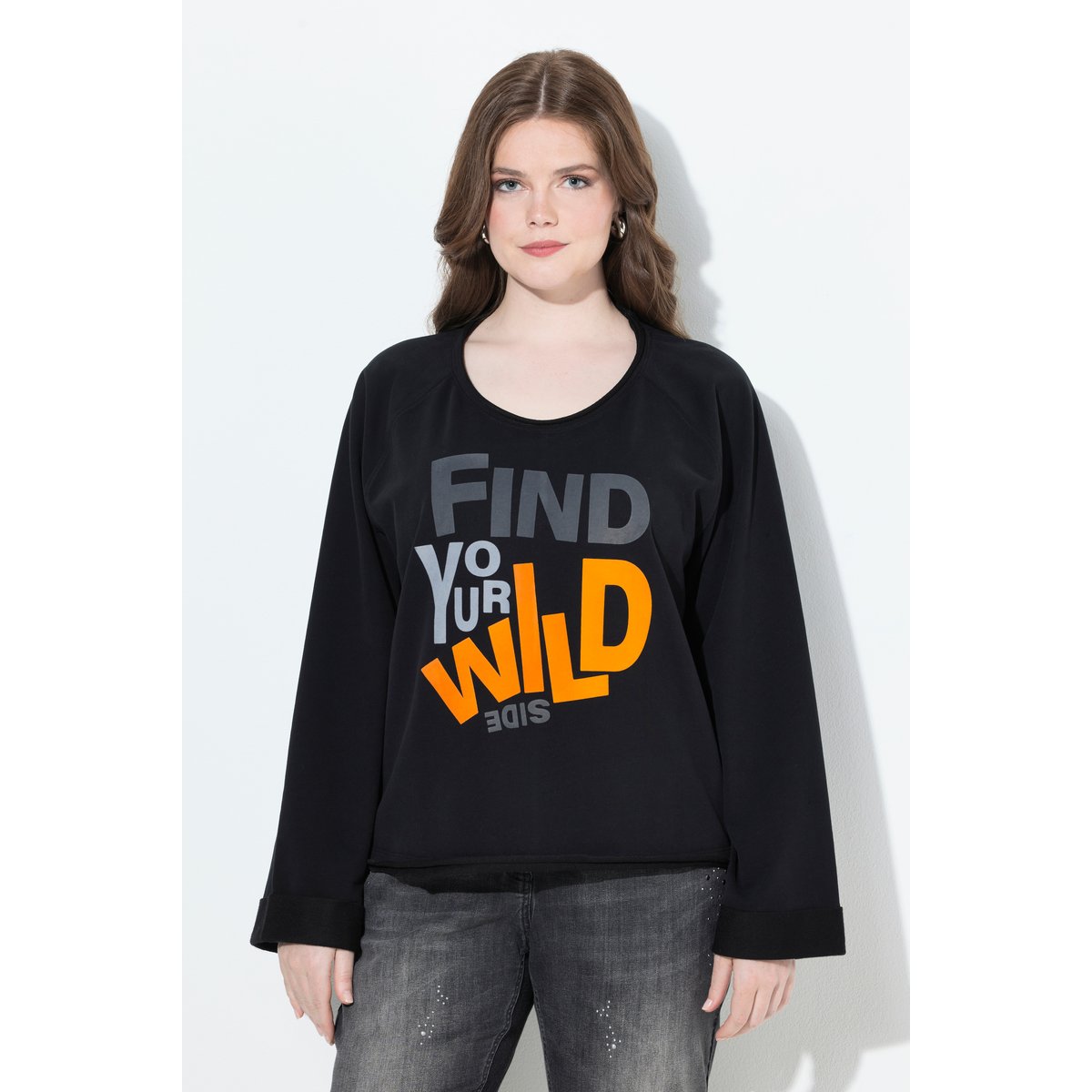 Sweat-shirt à message noir, ULLA POPKEN