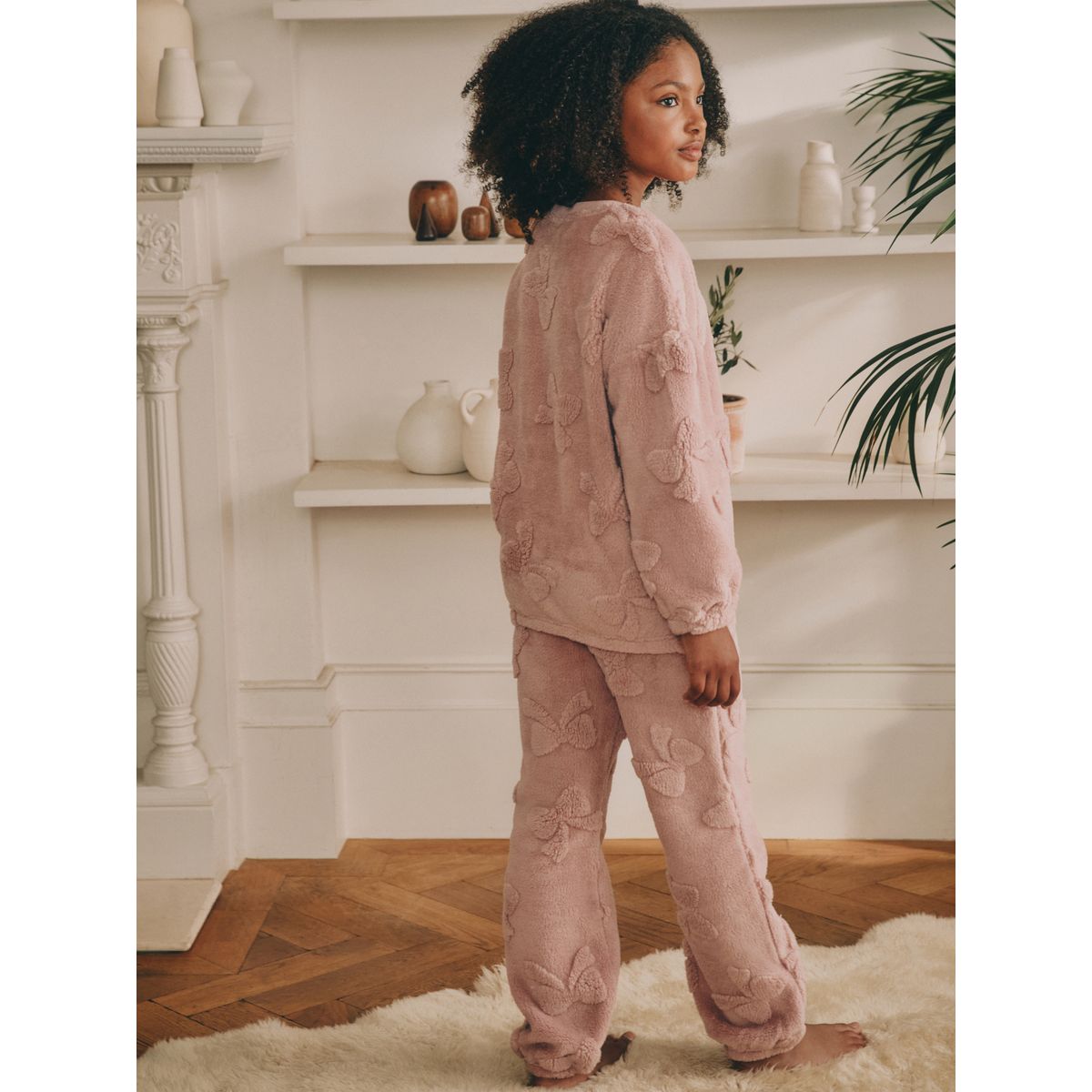 Pyjama en polaire à motif jacquard, 2 pièces noeud rose, NEXT