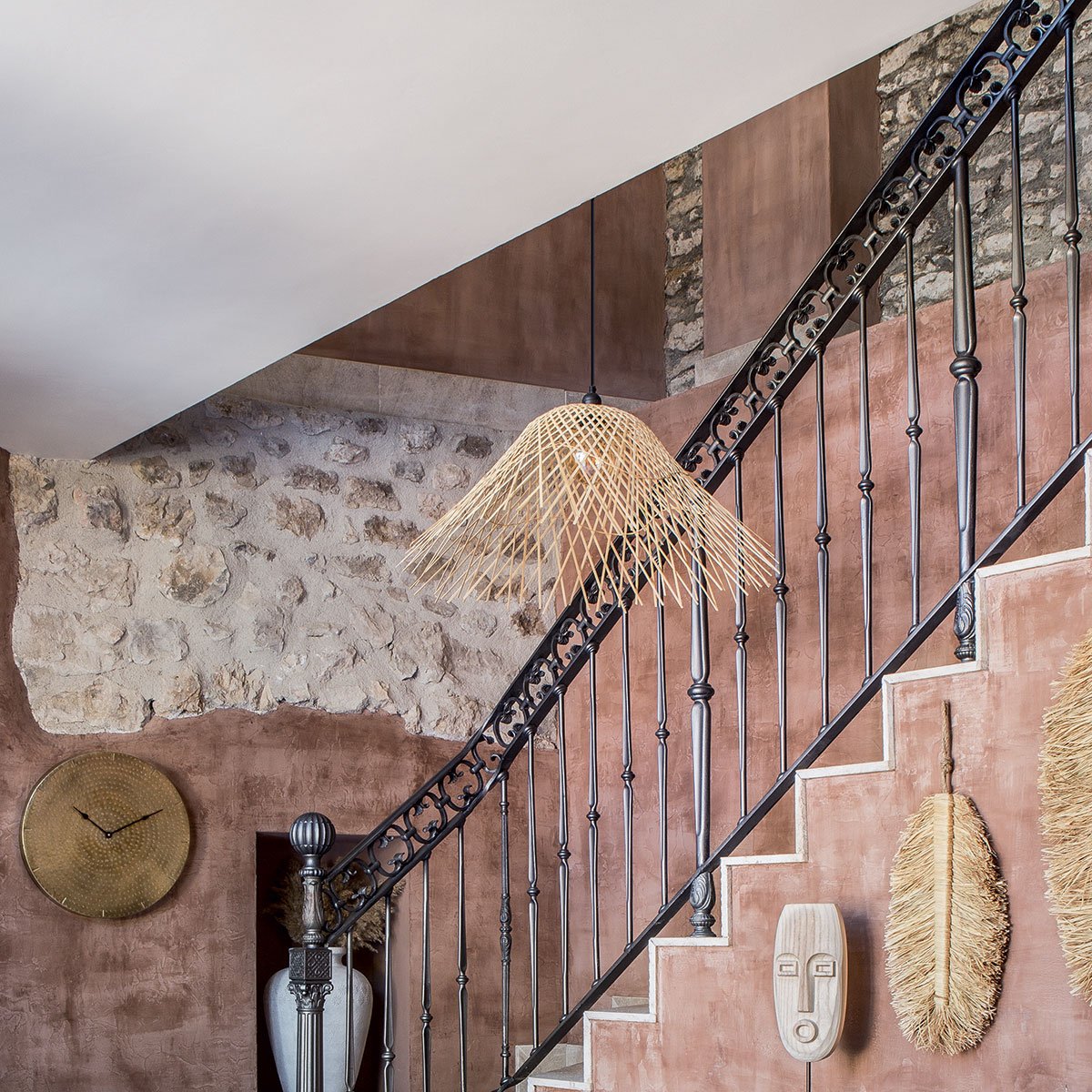 Suspension bambou vannerie MOXA beige, ATMOSPHERA