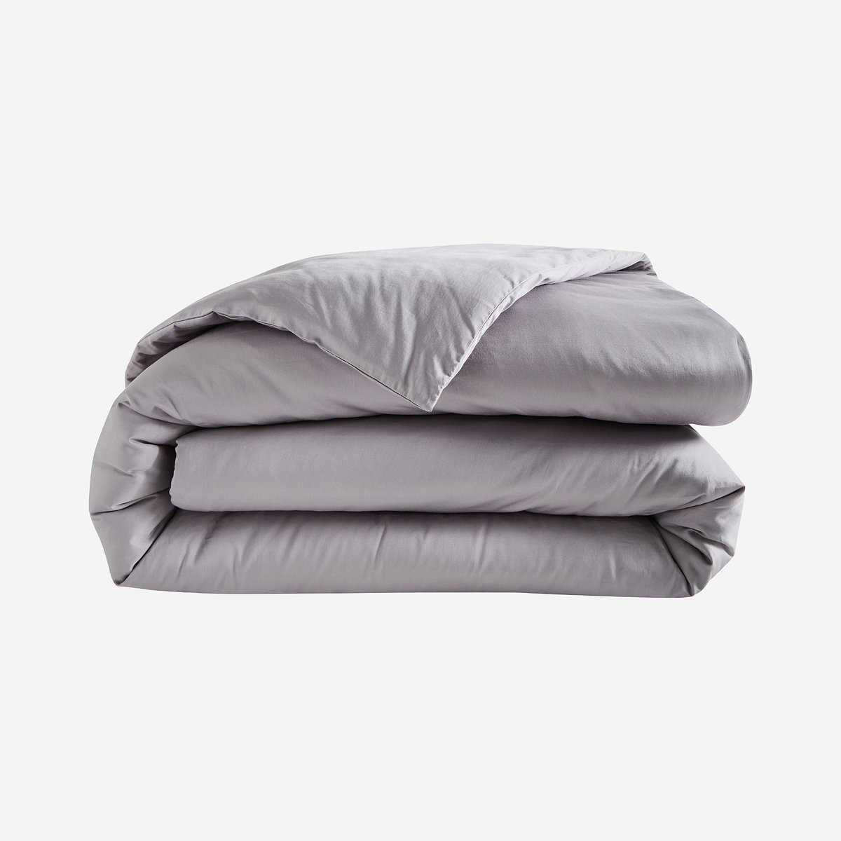 Housse de couette en satin de coton ALEXANE gris, HABITAT