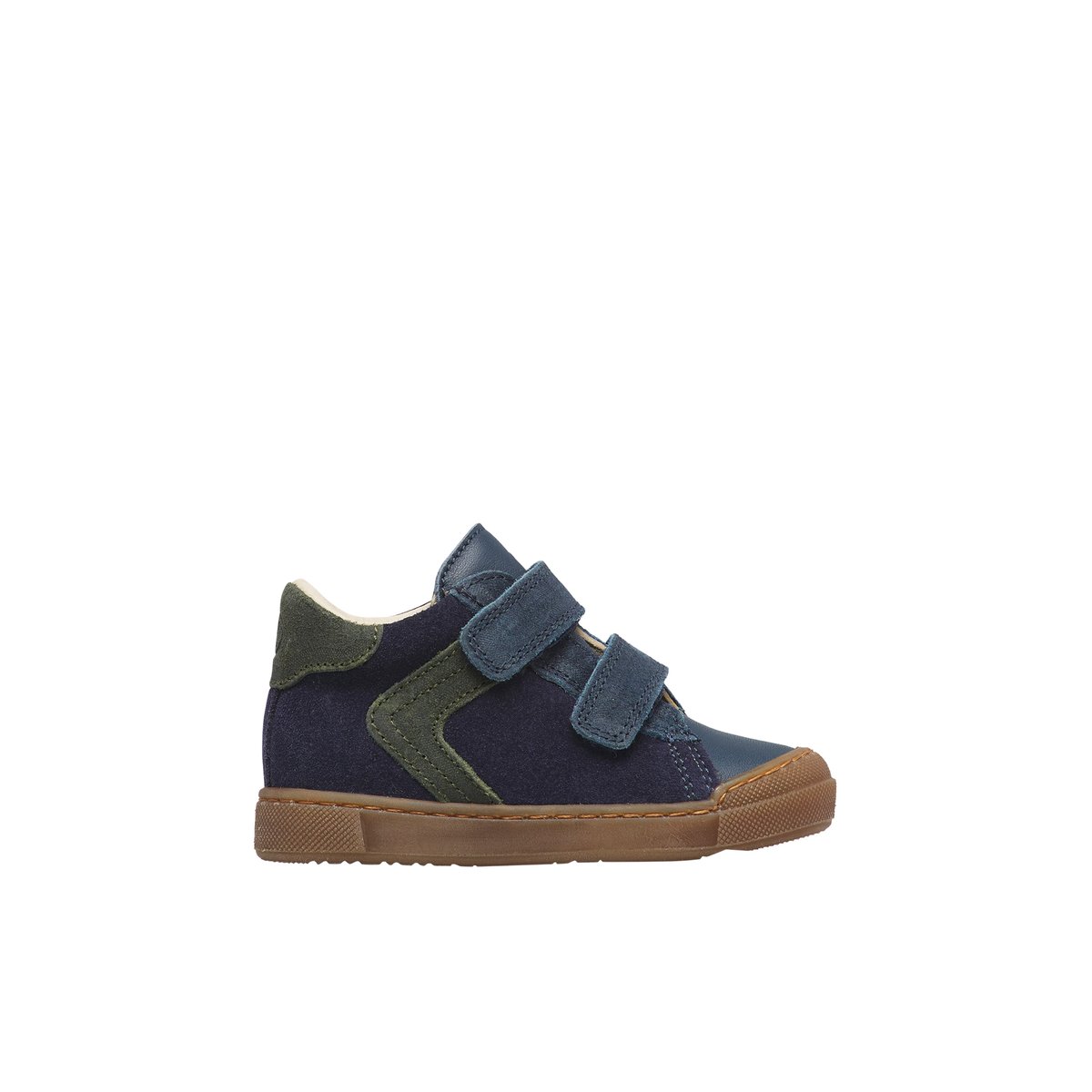 Sneakers en cuir et velours avec double scratch HEIST VL marine-vert, NATURINO