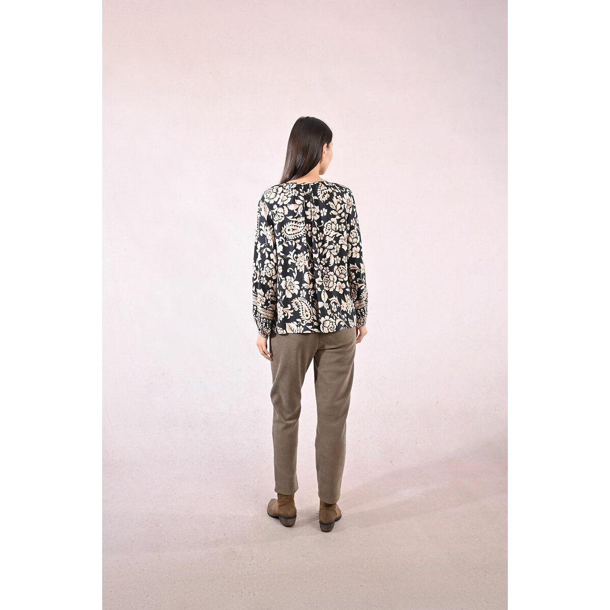 Floral Print Oversized Blouse black print, MOLLY BRACKEN