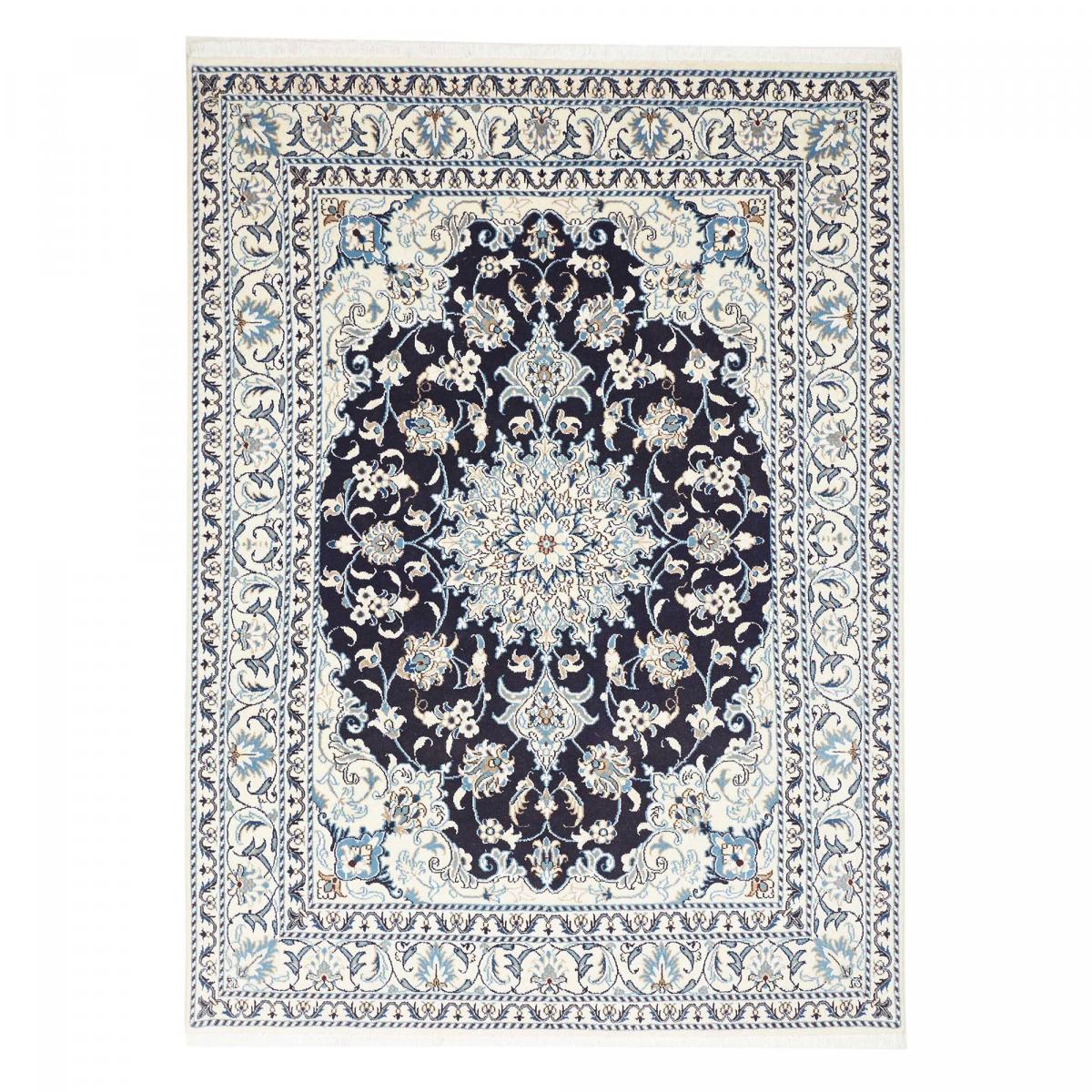 Tapis d'orient, motif oriental, noué main, laine, NAIN 7 bleu, beige, crème, UN AMOUR DE TAPIS