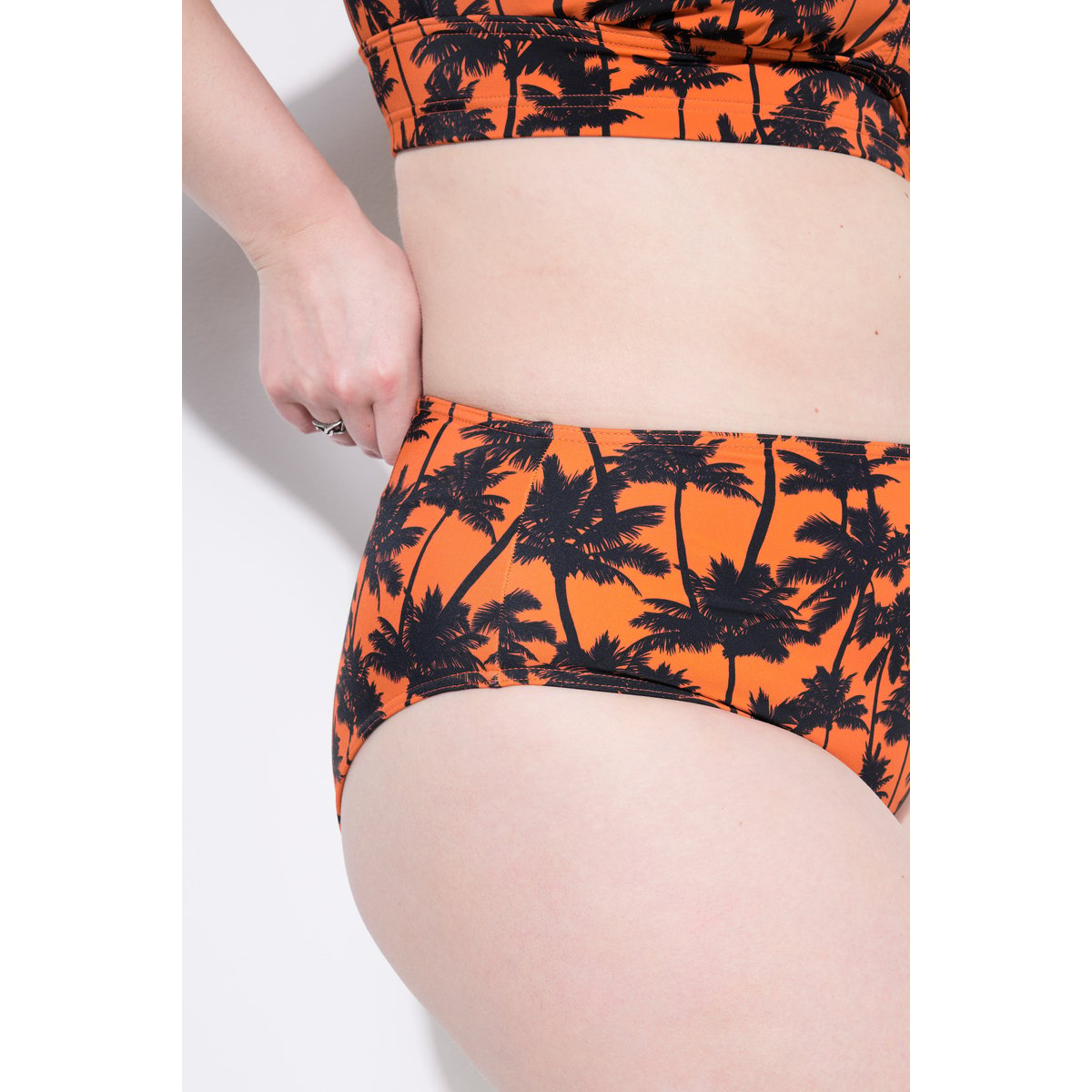 Bas de bikini taille haute, imprimé palmiers citrouille, STUDIO UNTOLD