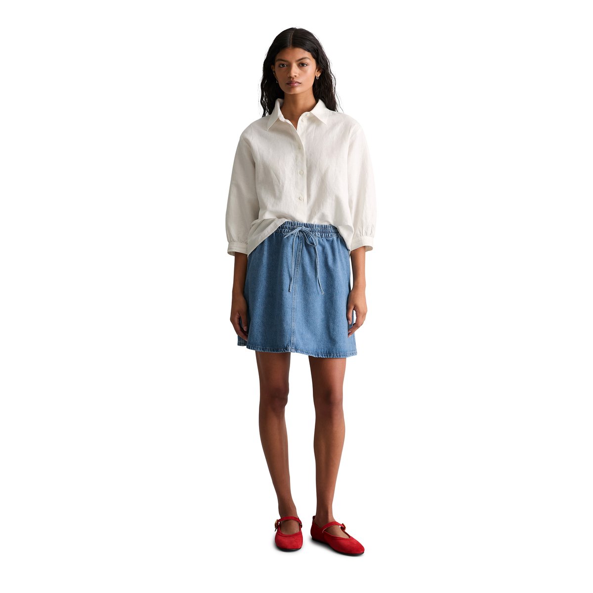 Jupe courte en jean A-Shape en pur coton organique bleu, MARC O’POLO DENIM