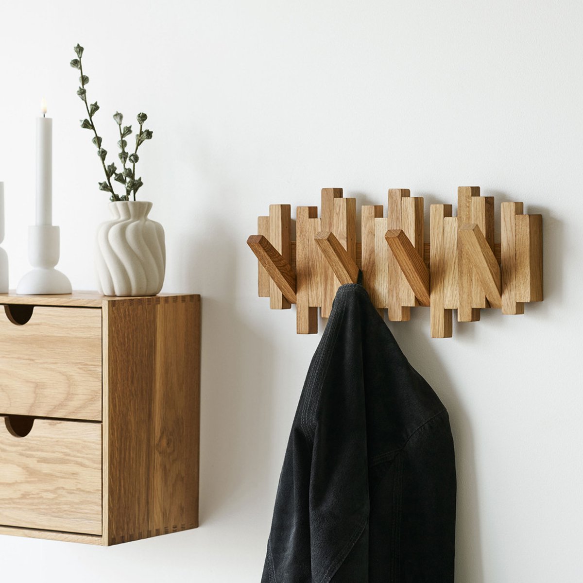 Porte-manteaux en bois L40cm- CALTRA bois clair, HOUSE NORDIC
