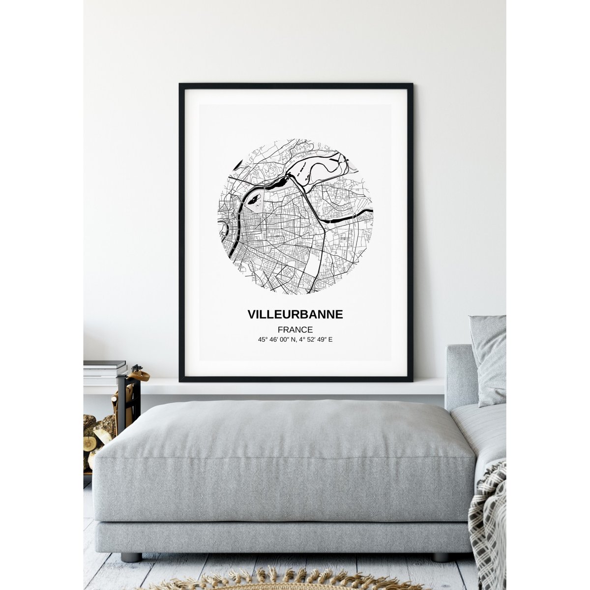 Affiche Carte Villeurbanne blanc, L'AFFICHERIE
