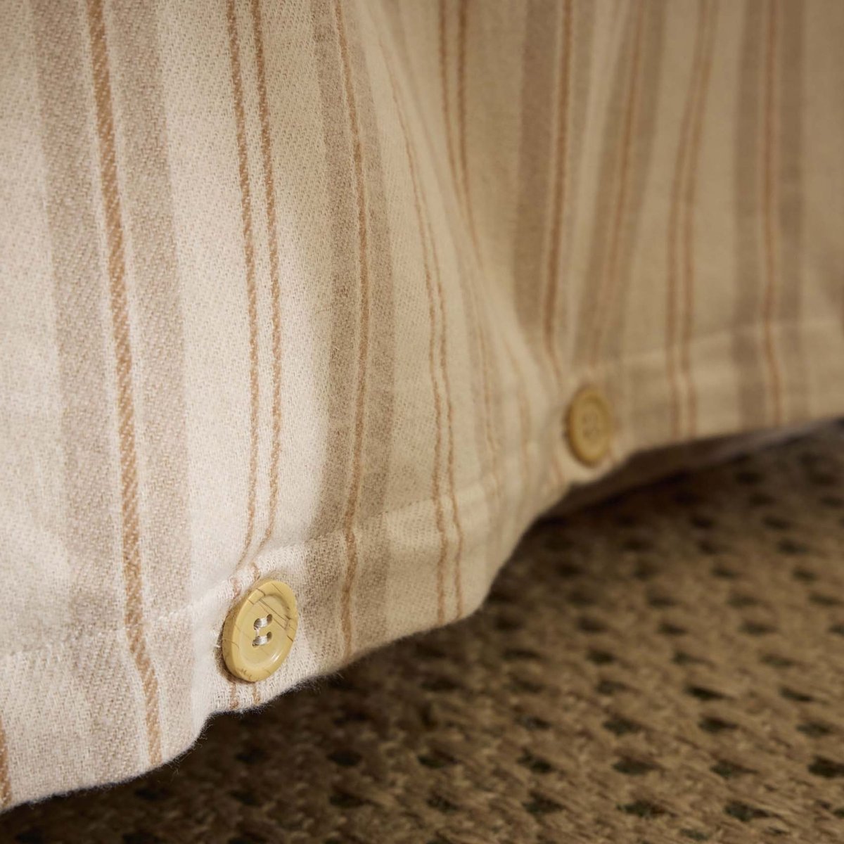 Housse de couette flanelle rayures - ALFIE ecru, TERRE DE NUIT