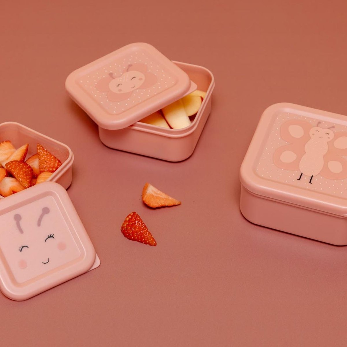 Lot de 3 boîtes à goûter rose, blanc, noir, TRIXIE