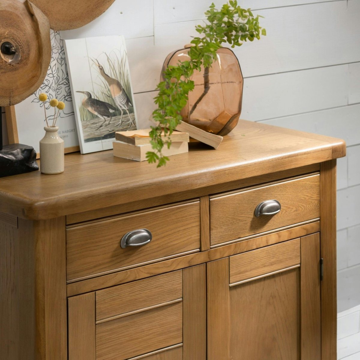 Petit buffet 2 portes en chêne VALMONT bois naturel, PIER IMPORT