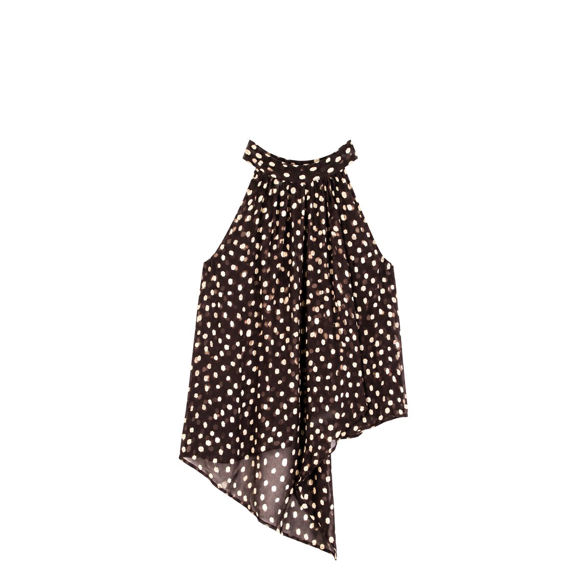 Top fluide asymétrique imprimé pois bleu nuit, IKKS