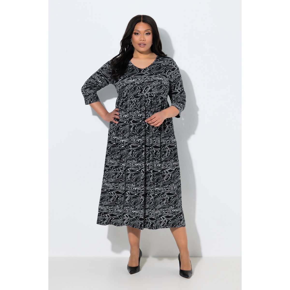 Robe maxi en jersey noir, ULLA POPKEN