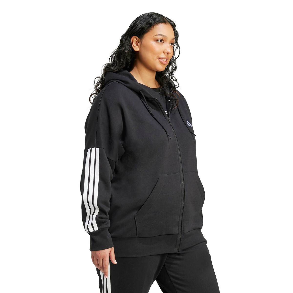 Sweat à capuche zippé Essentials 3-Stripes noir, ADIDAS SPORTSWEAR