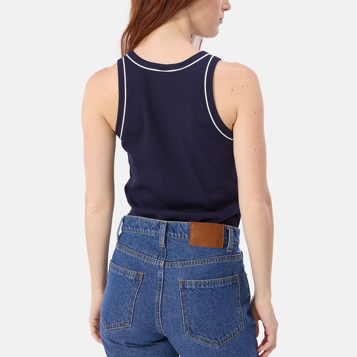 Tanktop met ronde hals marine , PETIT BATEAU