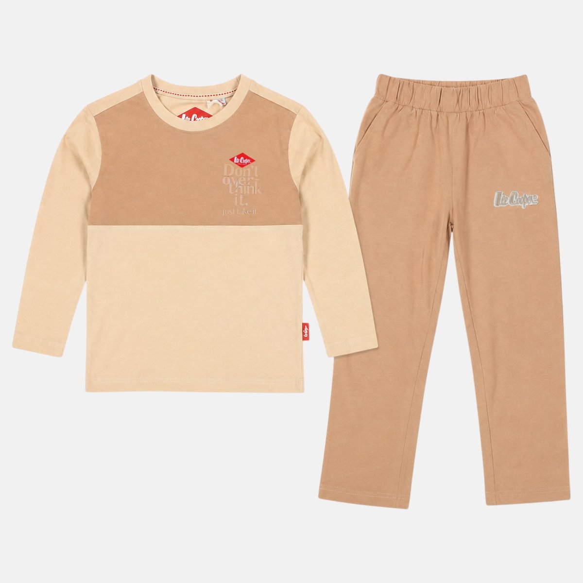 Pyjama à empiècements contrastés, col rond et manches longues COOL KIDS beige, LEE COOPER