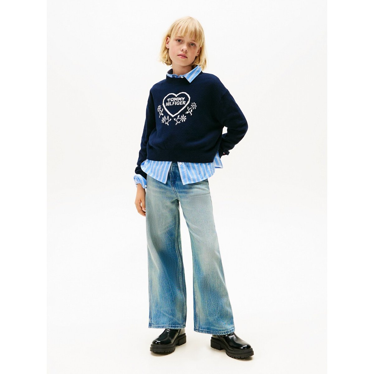 Pull motif cœur devant bleu marine, TOMMY HILFIGER