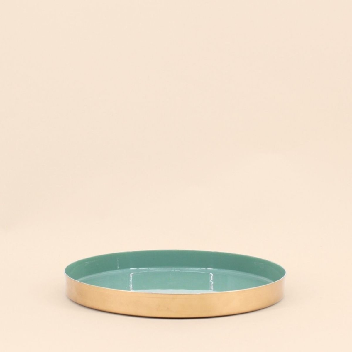 Plateau rond vert, doré 25cm vert, ORNAMI