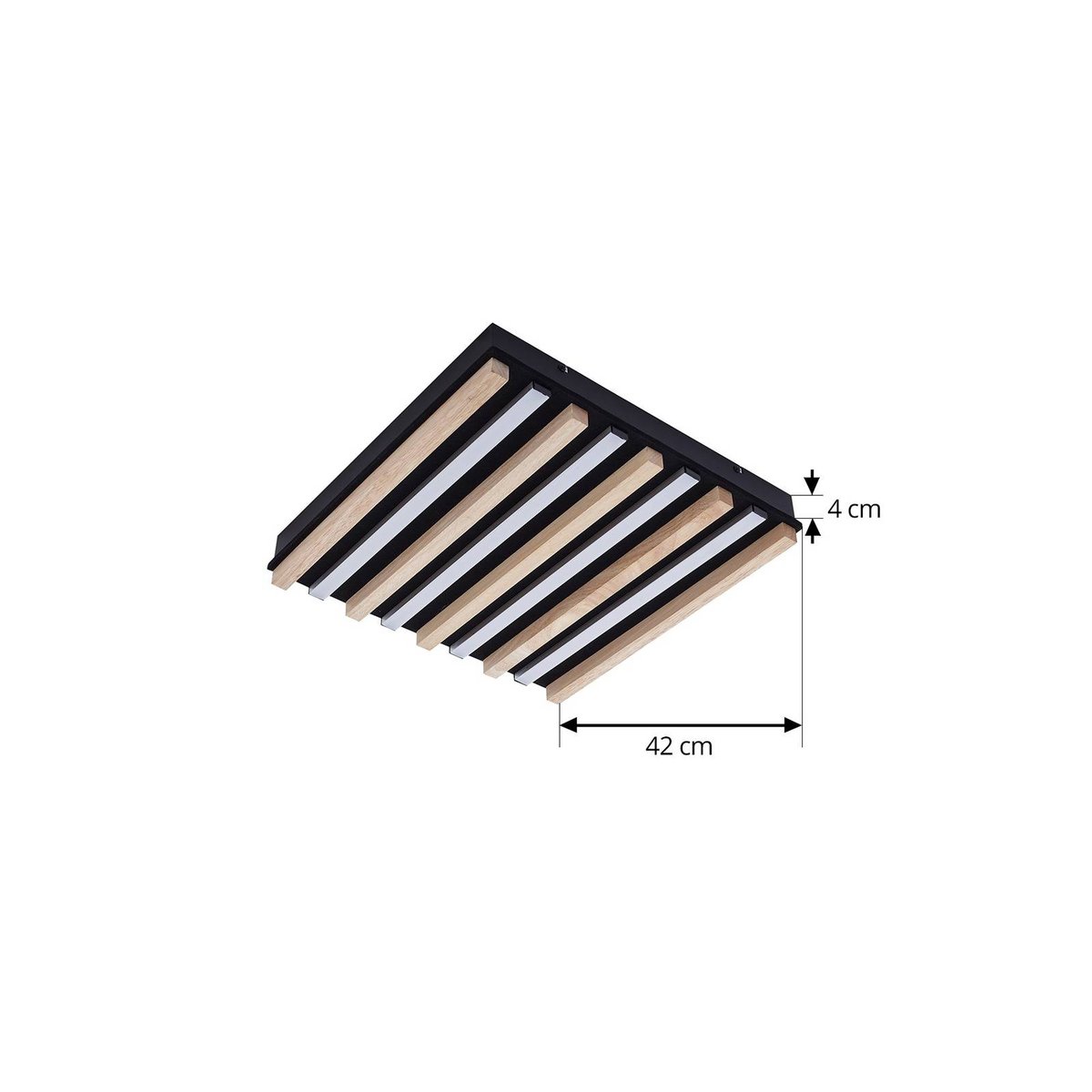 Plafonnier en bois moderneLED, Firka bois clair, blanc, LINDBY