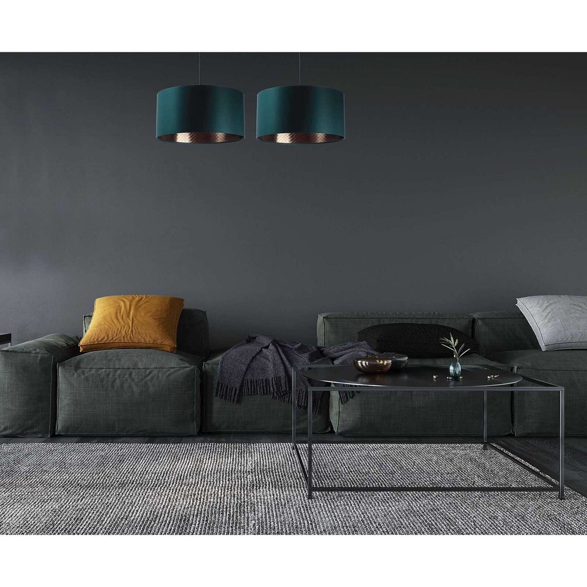 Suspension en tissu, GLAM vert bouteille et intérieur marron cuivré, BPS KONCEPT
