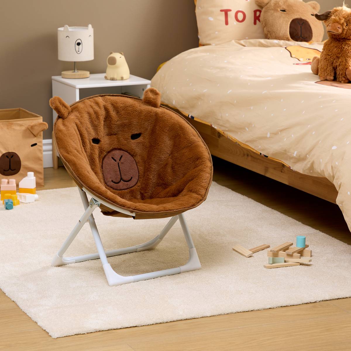Fauteuil pliant pour enfant en acier FALTEN marron, ATMOSPHERA FOR KIDS