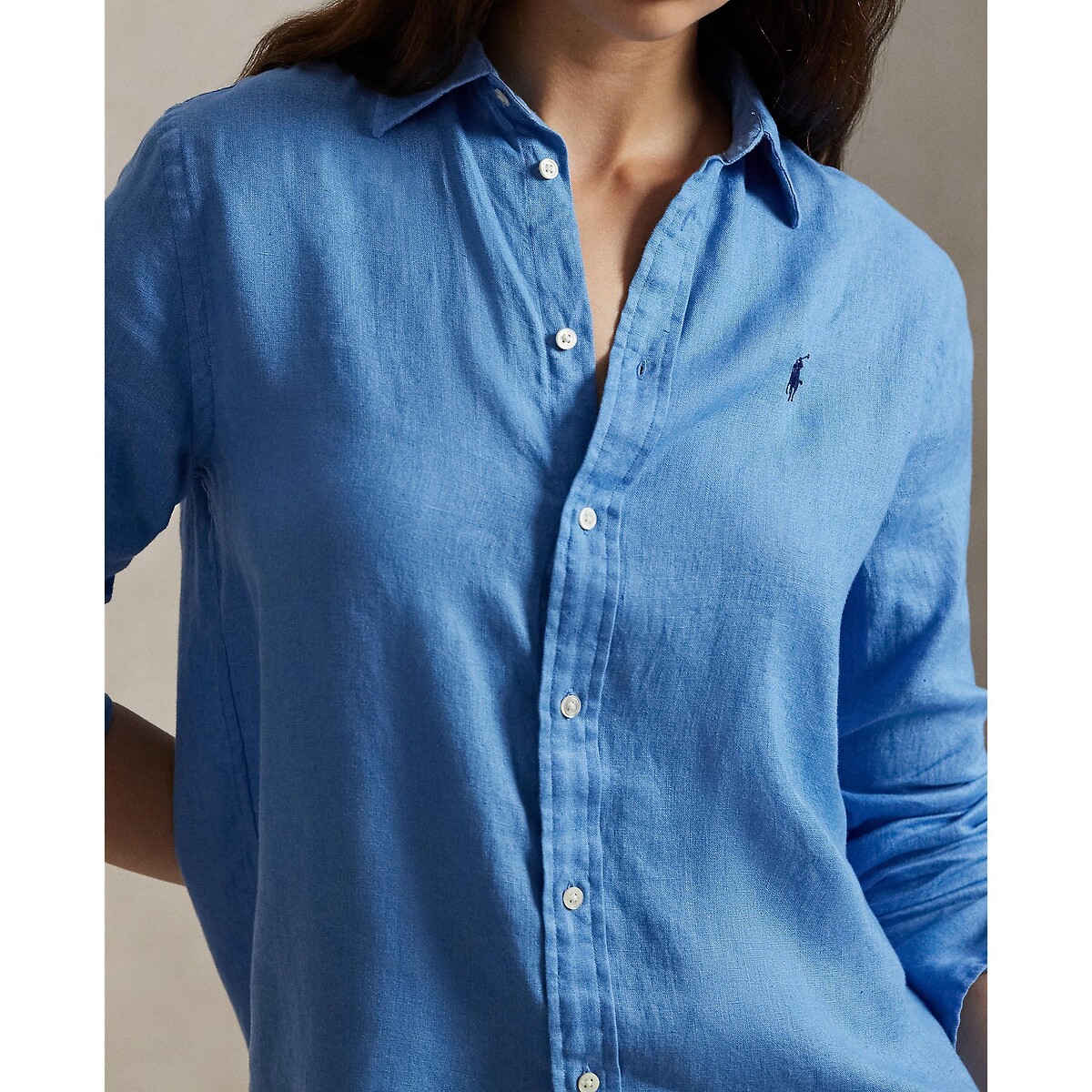 Linen Long Sleeve Shirt blue, POLO RALPH LAUREN