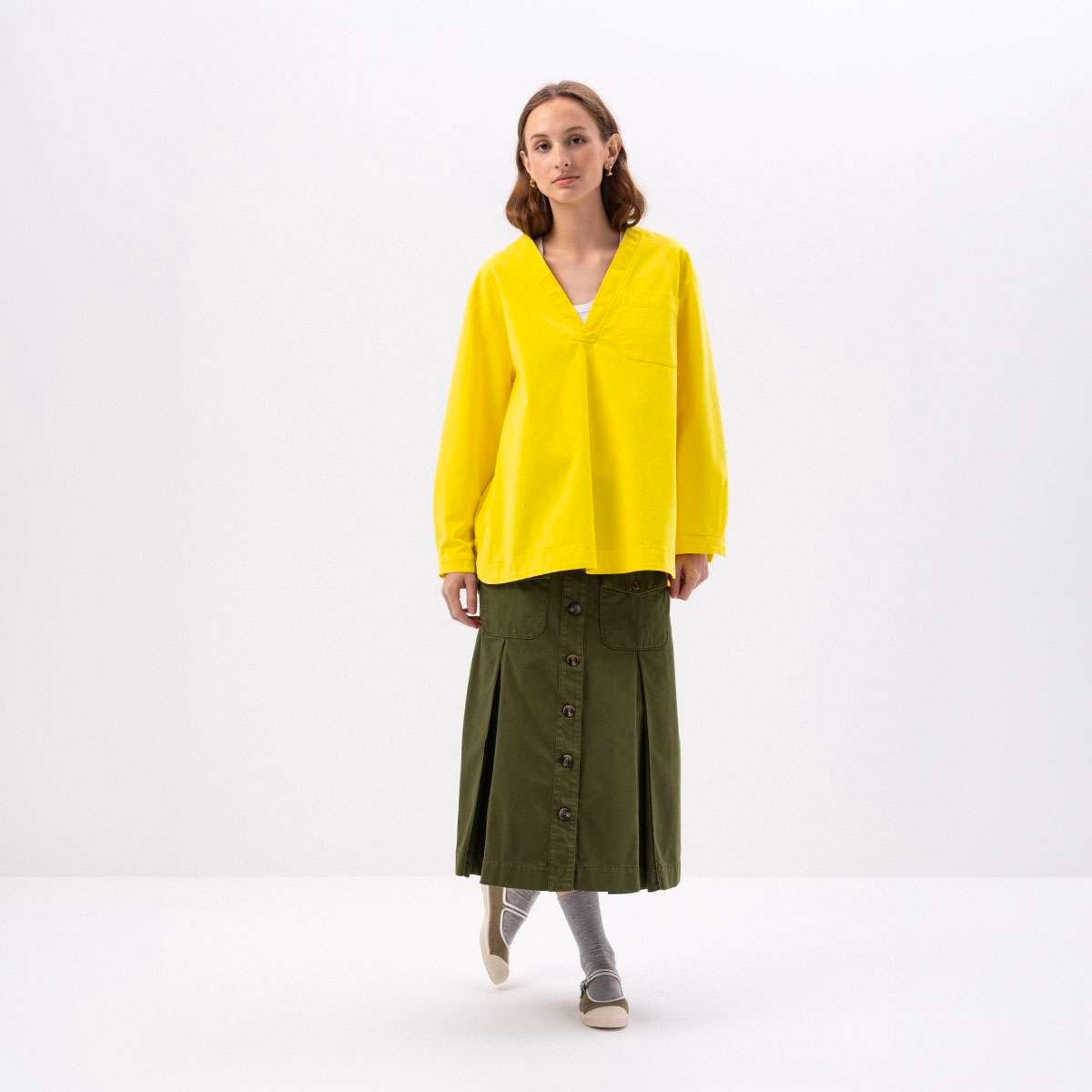 Vareuse ample manches longues en coton PETRUS jaune, BENSIMON
