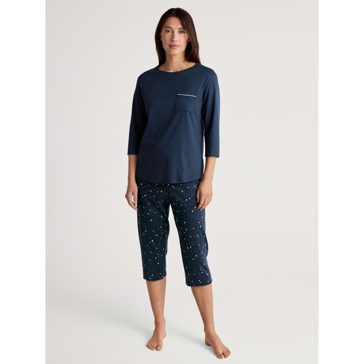 Pyjama 3/4 manches longues Coton SWEET DREAMS bleu paon, CALIDA