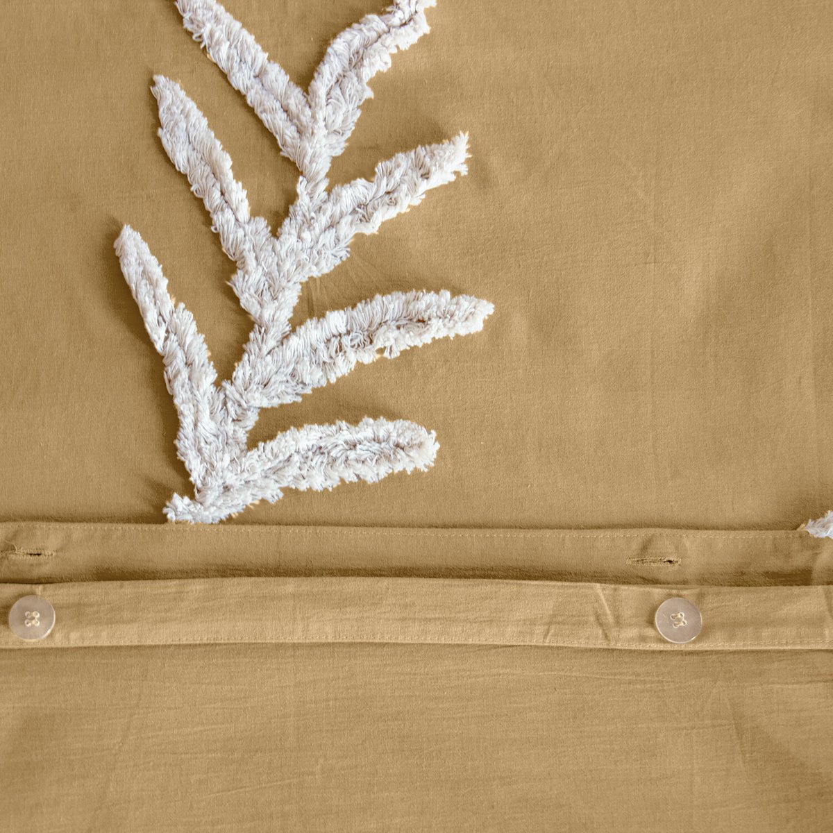 Parure de couette tuftées en coton lavé ocre, C DESIGN HOME TEXTILE