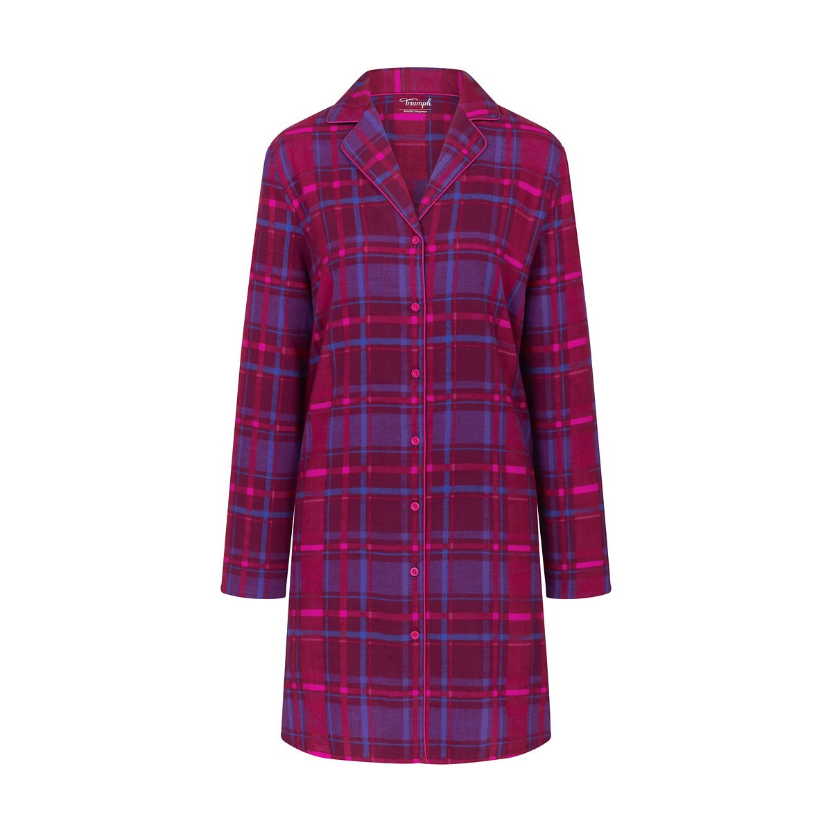 Boyfriend Nightshirt blue checked/burgundy, TRIUMPH