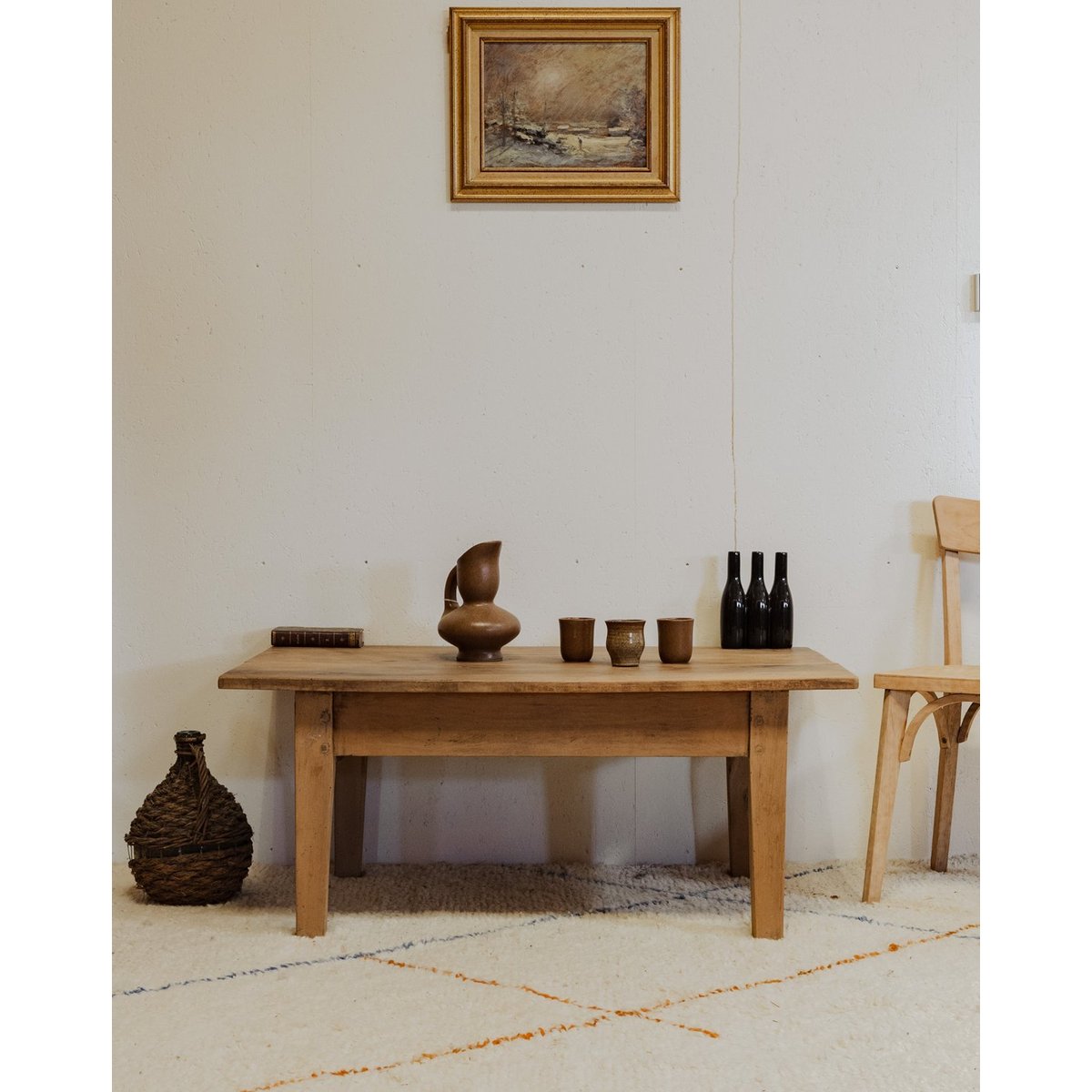 Table basse en noyer Léonie N°899 - Bon état bois clair, DEBONGOUT